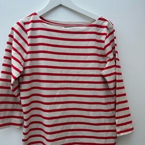 JCrew, Boat Neck, 3/4 SleevesRed and White Striped Top.